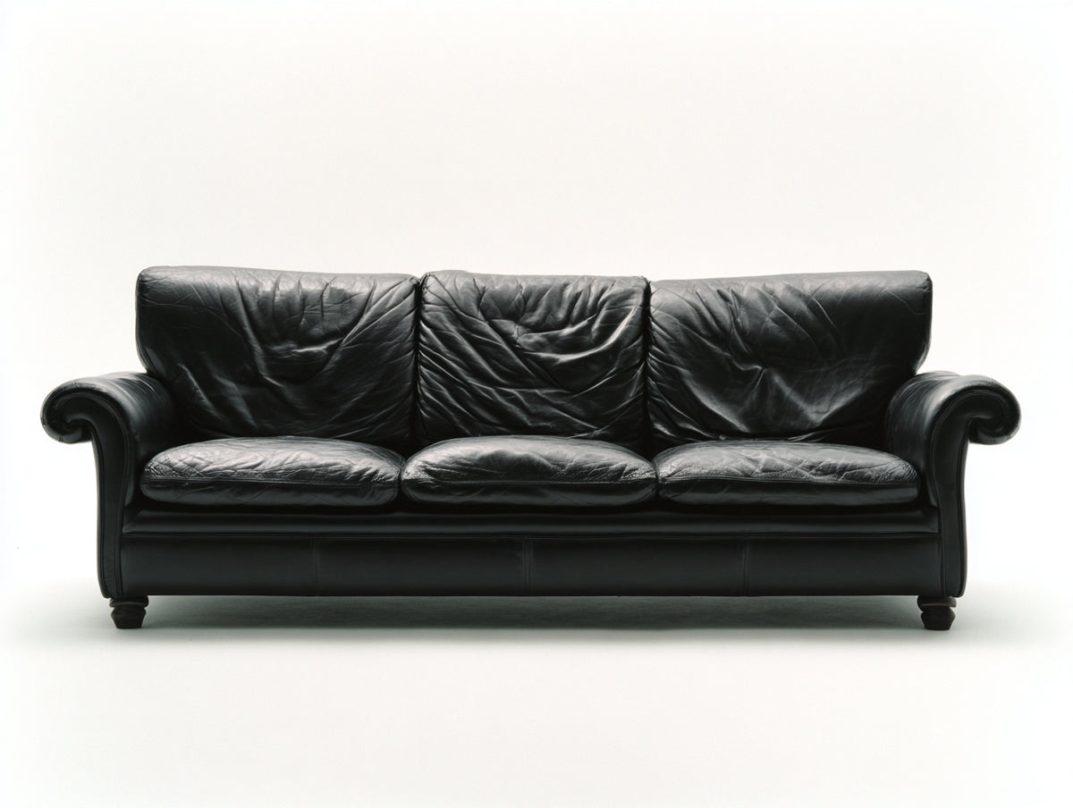 Divani a 3 posti - Pelle - 226 x 96 x 90 cm - Nero - Tradizionale
