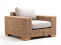 Poltrona da giardino - Rattan-Tessuto - 92x87x80 cm - Marrone miele-Beige chiaro - Stile naturale moderno