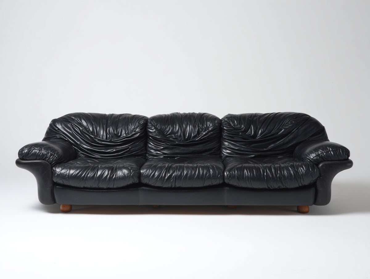 Divani a 3 posti - Similpelle - 230 x 98 x 87 cm - Nero - Stile classico