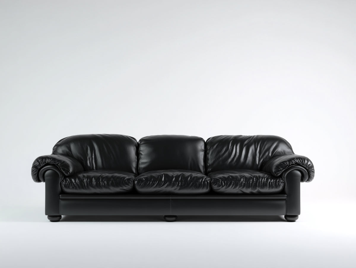 Divani a 3 posti - Pelle - 228 x 102 x 88 cm - Nero - Classico