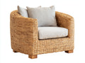 Poltrona da giardino - Rattan-Tessuto - 88x82x80 cm - Marrone dorato-Beige chiaro - Stile rustico contemporaneo