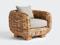 Poltrona da giardino - Rattan-Tessuto - 89x84x76 cm - Marrone miele-Beige - Stile naturale