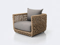 Poltrona da giardino - Corda-Tessuto - 82x78x76 cm - Beige naturale-Grigio - Stile boho moderno