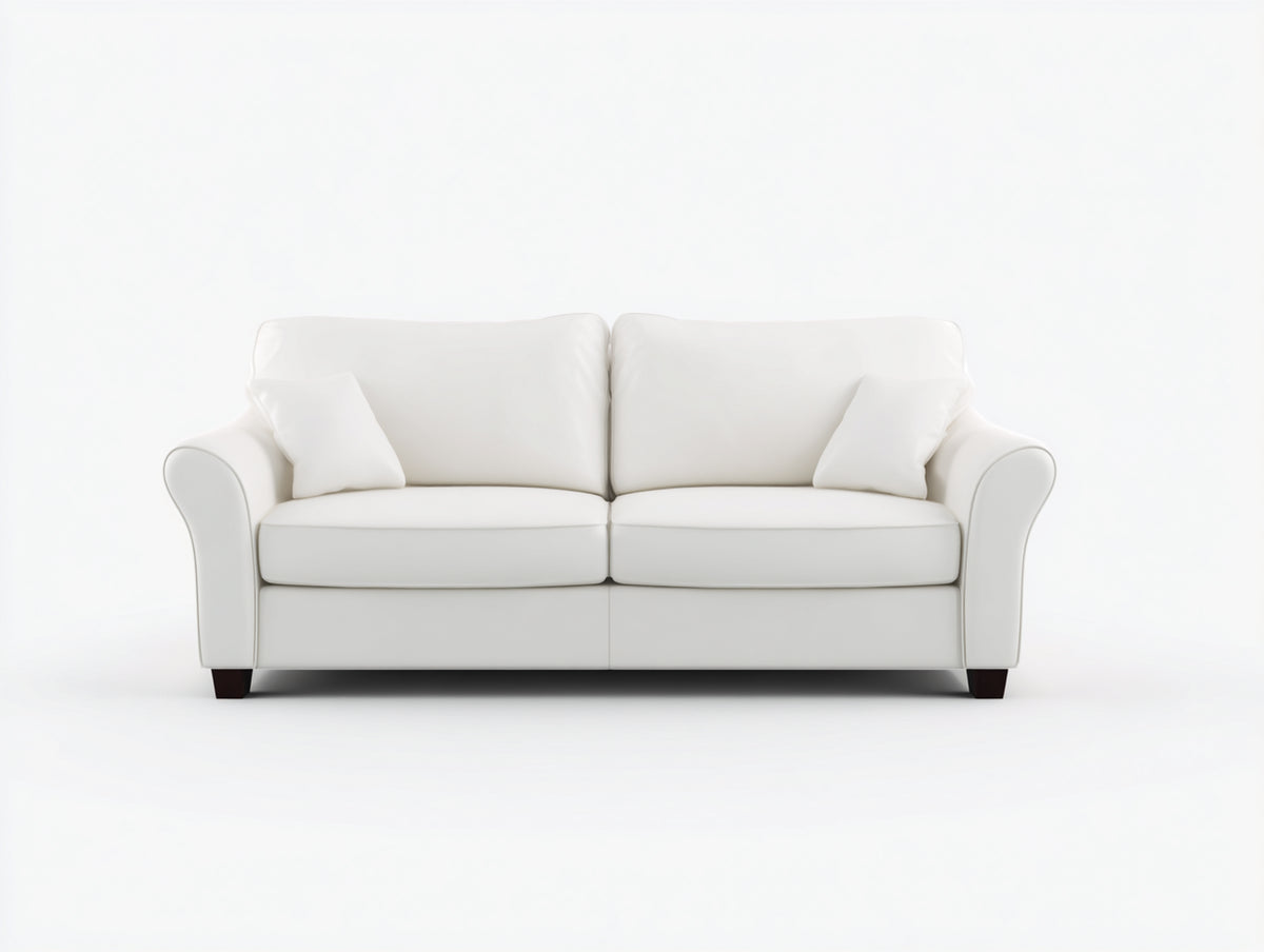 Divano a due posti - Pelle - 176 x 88 x 84 cm - Bianco - Minimalista
