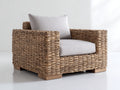 Poltrona da giardino - Rattan-Tessuto - 91x86x79 cm - Marrone naturale-Grigio chiaro - Stile rustico moderno