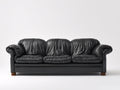 Divani a 3 posti - Similpelle - 221 x 96 x 89 cm - Nero - Stile classico