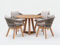 Set da pranzo da esterno - Legno-Corda-Tessuto - 120x120x75 cm - Legno naturale-Tortora-Beige chiaro - Stile boho contemporaneo