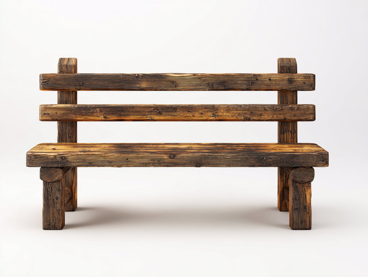Panche da giardino - Legno - 150 x 58 x 86 cm - Marrone bruciato - Rustico