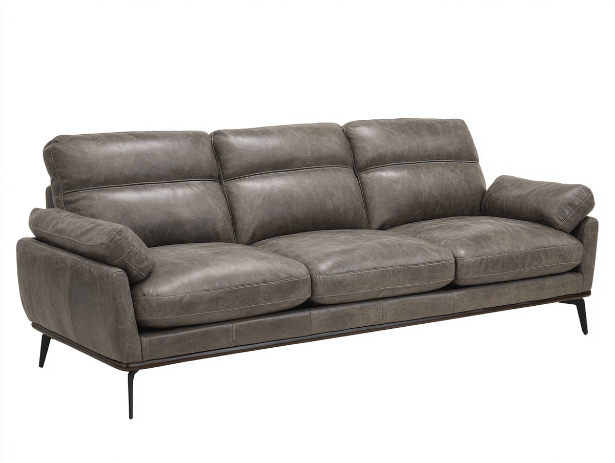 Divani a 3 posti - Similpelle - 228 x 91 x 86 cm - Grigio fumo - Stile industriale