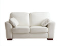 Divano a due posti - Pelle - 178 x 90 x 88 cm - Bianco panna - Contemporaneo