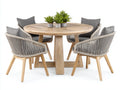 Set da pranzo da esterno - Legno-Corda-Tessuto - 145x145x76 cm - Legno naturale-Grigio chiaro-Grigio antracite - Stile contemporaneo