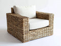 Poltrona da giardino - Rattan-Tessuto - 91x86x78 cm - Beige naturale-Bianco - Contemporaneo