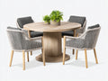 Set da pranzo da esterno - Legno-Corda-Tessuto - 125x125x76 cm - Legno naturale-Grigio chiaro-Grigio antracite - Stile contemporaneo