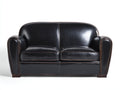 Divano a due posti - Pelle - 181 x 95 x 85 cm - Nero - Art Déco