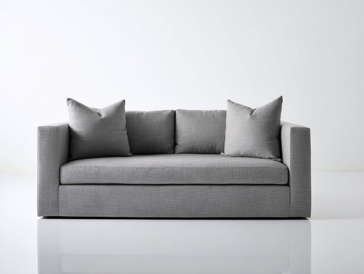 Divano a due posti - Tessuto - 188 x 92 x 82 cm - Grigio chiaro - Minimalista