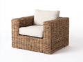 Poltrona da giardino - Rattan-Tessuto - 97x92x82 cm - Marrone naturale-Crema - Classico rustico