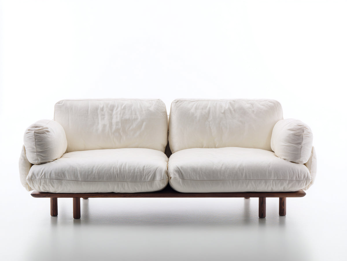 Divano a due posti - Tessuto - 196 x 94 x 82 cm - Bianco crema - Scandinavo