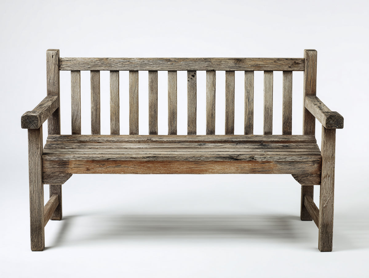 Panche da giardino - Legno - 152 x 64 x 90 cm - Marrone grigiastro - Vintage