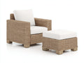 Poltrona da giardino - Rattan-Tessuto - 84x80x82 cm - Marrone sabbia-Bianco - Design contemporaneo