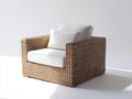 Poltrona da giardino - Rattan-Tessuto - 96x91x84 cm - Naturale chiaro-Bianco - Costiero
